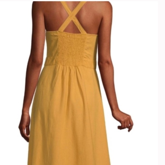 a.n.a. A New Approach Gold Button Up Linen Midi Blend Dress Size Medium NWT - Picture 3 of 11